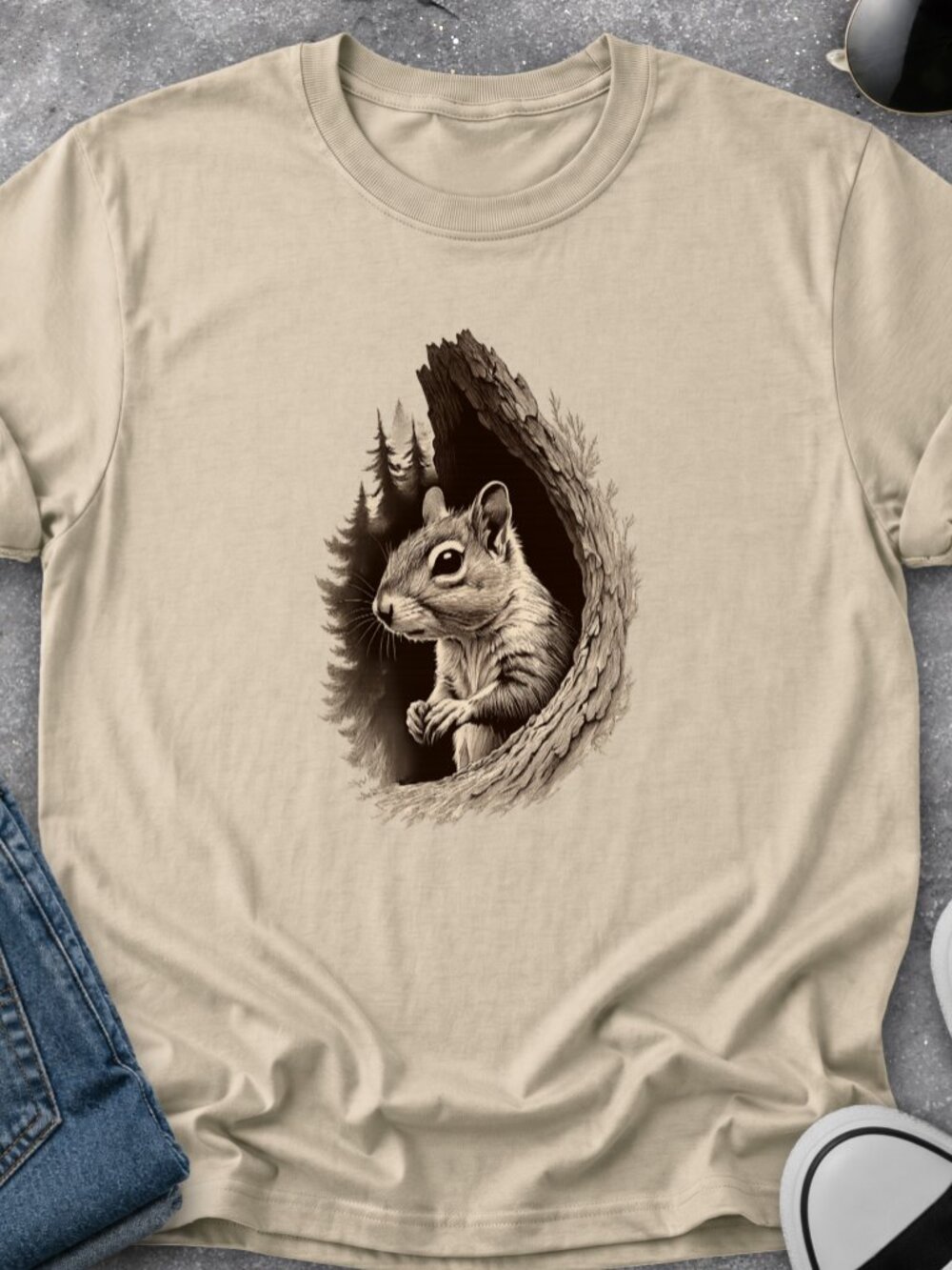 Squirrel In Tree TShirt Graphic Tee Adult Unisex Nature Wildlife Animal Lover